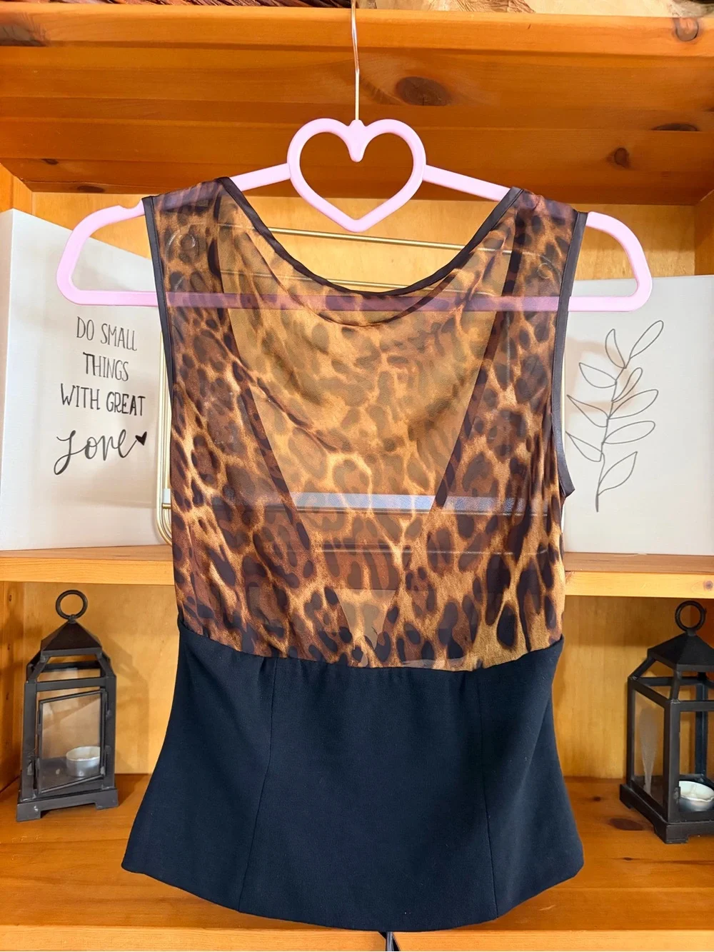 Y2K Leopard Mesh Corset Top Sheer Mob Wife Going Out Nightlife Size M - Picture 2 of 5